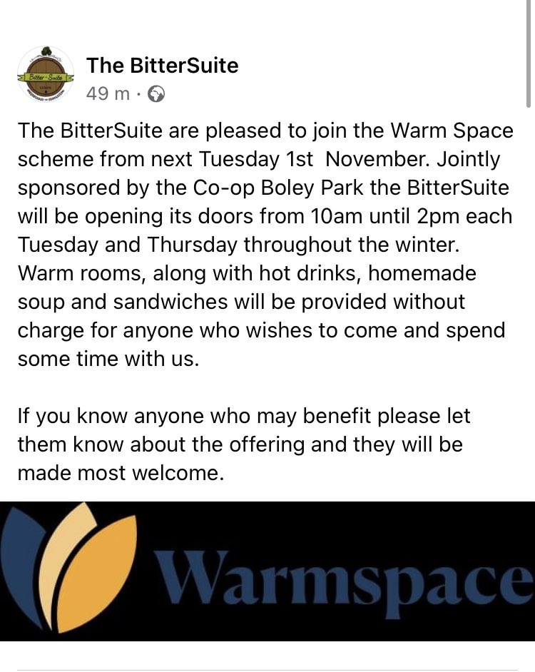 Good work from <a href="/BitterSuitePub/">The BitterSuite</a> #WarmSpace #Lichfield
