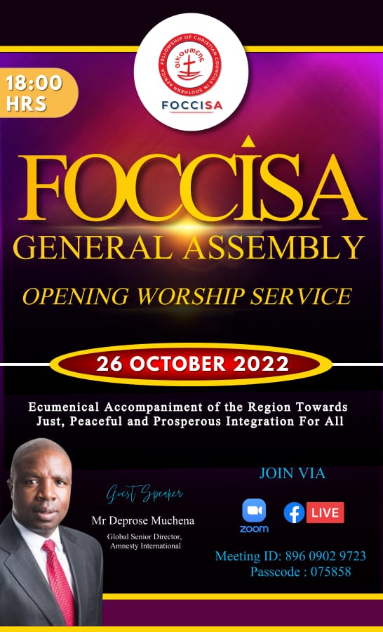 zccinzim's tweet photo. Join us this evening from 6pm for an Opening Worship Service which launches the 2022 Fellowship of Christian Councils in Southern Africa (FOCCISA) General Assembly

Tune in via Zoom or Live on our Facebook Page.

#FOCCISA
#ConversationsOfHope https://t.co/d1bMmGG1zc