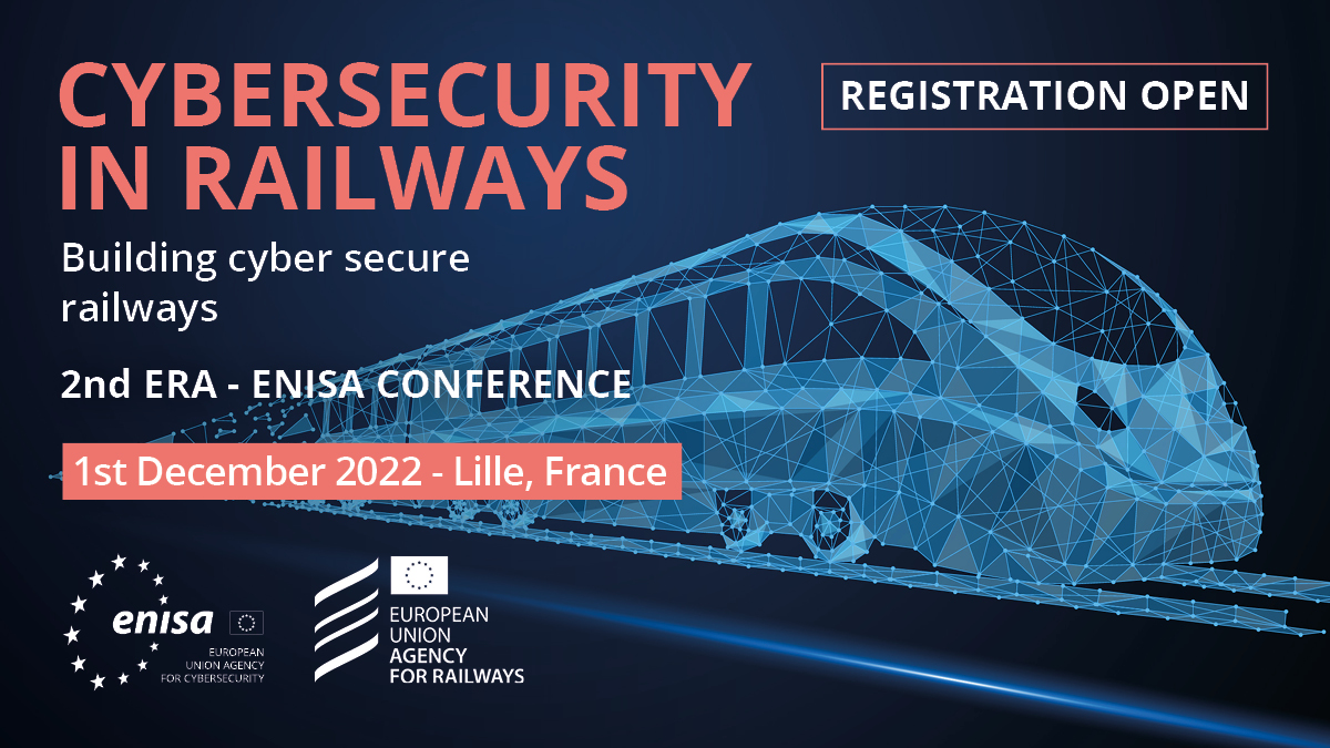 Working together towards building cyber secure #railways! Registrations are now open for the 2nd #ENISA - @ERA_railways conference on #Cybersecurity in Railways. Interested? Learn more and register👉europa.eu/!cpvtrf