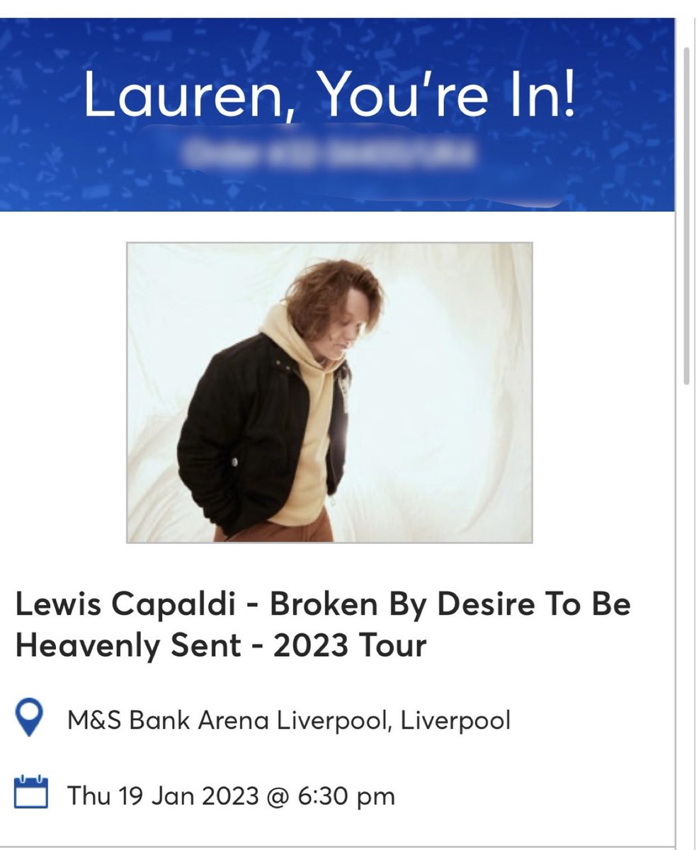 Laurensmith580's tweet photo. Eeeekk @LewisCapaldi 🥳🥳🥳🥳🥳 https://t.co/Ky2360A6qQ