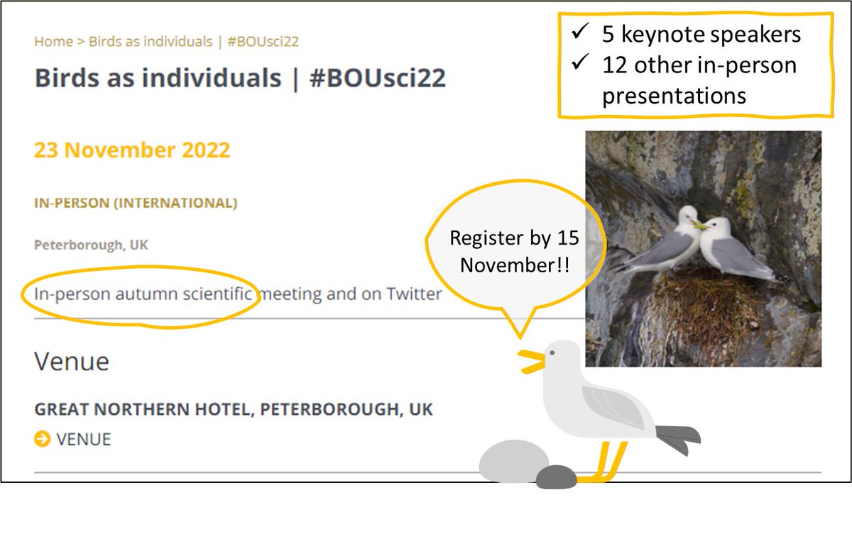 Nat_B_Zielonka's tweet photo. #BOUsci22 is taking place ‼️ IN-PERSON ‼️ on 23 November 

It'll be a full day of talks about how individual birds respond to challenges posed by climate change, food availability, habitat quality &amp; social interactions

🚨 Register by 15 Nov: https://t.co/gkcACHhuZQ

#ornithology https://t.co/39HKPkrAn5