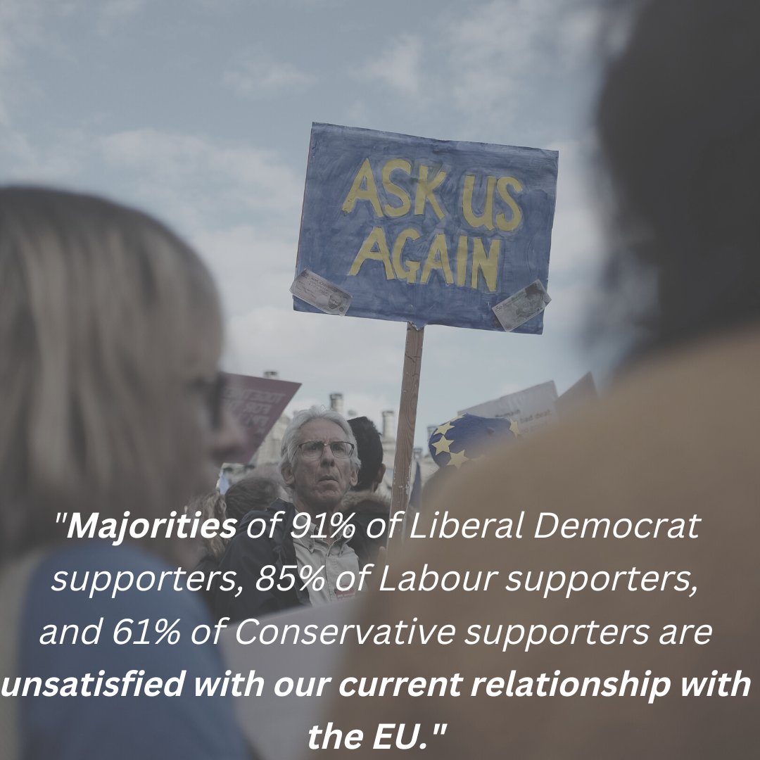 NOUS_ThinkTank's tweet photo. Our latest report finds that the vast majority of voters are not happy with the present relationship we have with the EU. This holds true regardless of the political party that they support, revealing a disappointment in the way our split from the EU was carried out. https://t.co/EwczNcsSGL