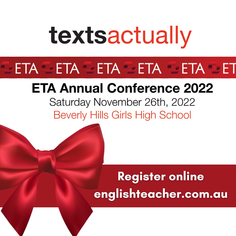 Excited to be presenting! Register online for heaps of awesome goodness and celebration of what we love as English teachers. #NSWETA #etapd