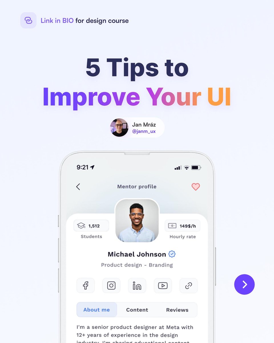 janm_uiux's tweet image. UI design is mainly about training in prototyping, but with these quick tips, you can rapidly increase the quality of your results. Follow the thread below! ๐
Thank you for all the retweets and support! ๐