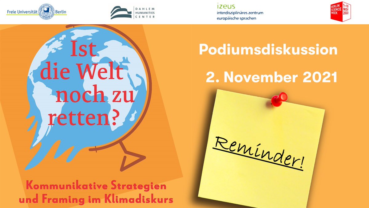 DHC_Berlin's tweet photo. "Erderwärmung, Klimawandel, Klimakrise, Klimakatastrophe, Klimanotstand, menschengemacht, 1,5-Grad-Ziel – an diesen Begriffen kommt man in den letzten Jahren nicht mehr vorbei."

📌 Podiumsdiskussion, 2. Nov, 18:30 Uhr
📌 https://t.co/PaIpW9UVtb

@izeus_berlin @BerlinSciWeek https://t.co/C8vJ1CQqd5