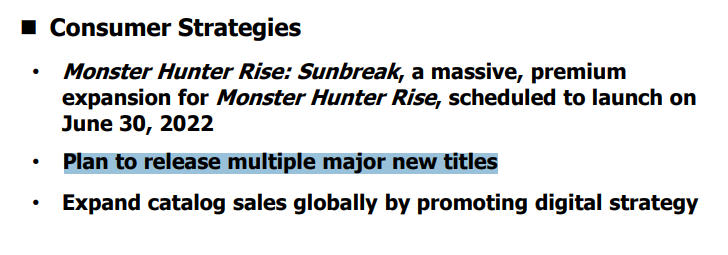 Genki_JPN's tweet photo. Looks like Capcom's only major release until the end of March 2023 will be Resident Evil 4 Remake! Previously they said "multiple major new titles" in their financial reports, now they just say "a major new title" https://t.co/81Xo767JcO