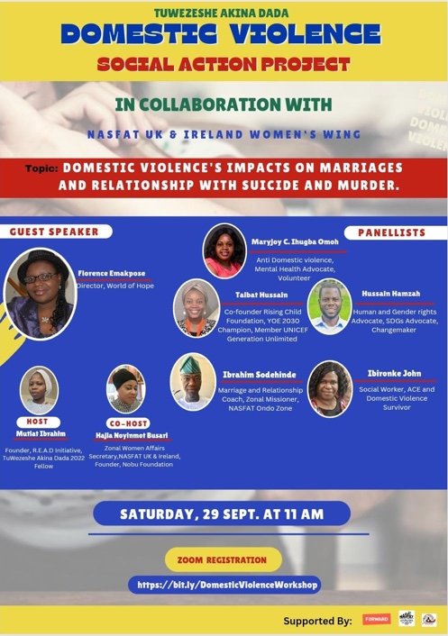 It's a great honor indeed to be invited to speak as a panelists on the topic: "Domestic Violence's impacts on marriages and relationships with suicide and murder” at the prestigious event. 

And I am looking forward to an incredible discussions.

Join:bit.ly/DomesticViolen…