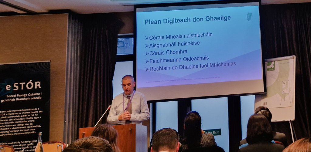 COGG Oideachas (@coggoid) on Twitter photo Forbairtí spéisiúla á roinnt anseo inniu ag foireann <a href="/AdaptCentre/">The ADAPT Centre</a> - seoladh eStór estor.ie & Eoin Ó Droighneáin @DeptCulturelRL ag rianú an bhealaigh maidir le Plean Digiteach don Ghaeilge agus spriocanna earcaíochta na hearnála poiblí i leith na teanga. #oidgael Forbairtí spéisiúla á roinnt anseo inniu ag foireann <a href="/AdaptCentre/">The ADAPT Centre</a> - seoladh eStór estor.ie & Eoin Ó Droighneáin @DeptCulturelRL ag rianú an bhealaigh maidir le Plean Digiteach don Ghaeilge agus spriocanna earcaíochta na hearnála poiblí i leith na teanga. #oidgael