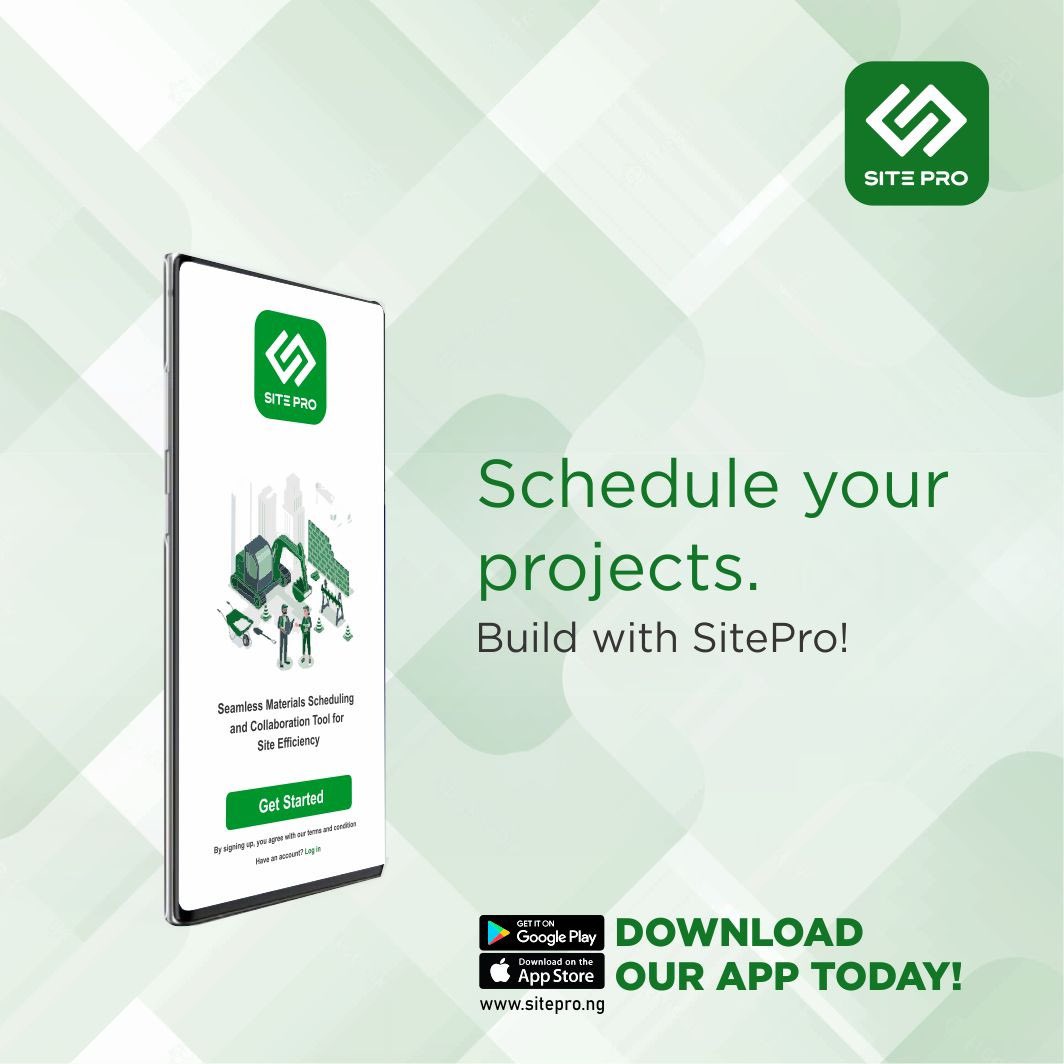 Did you know that scheduling software increases workflow efficiency in the construction industry?

Yes! That is why you should download SitePro App today!

For efficiency, choose SitePro!

#SiteProHq #Construction #BuildingMaterials #Collaborationtools #BuildingTool #LagosHousing