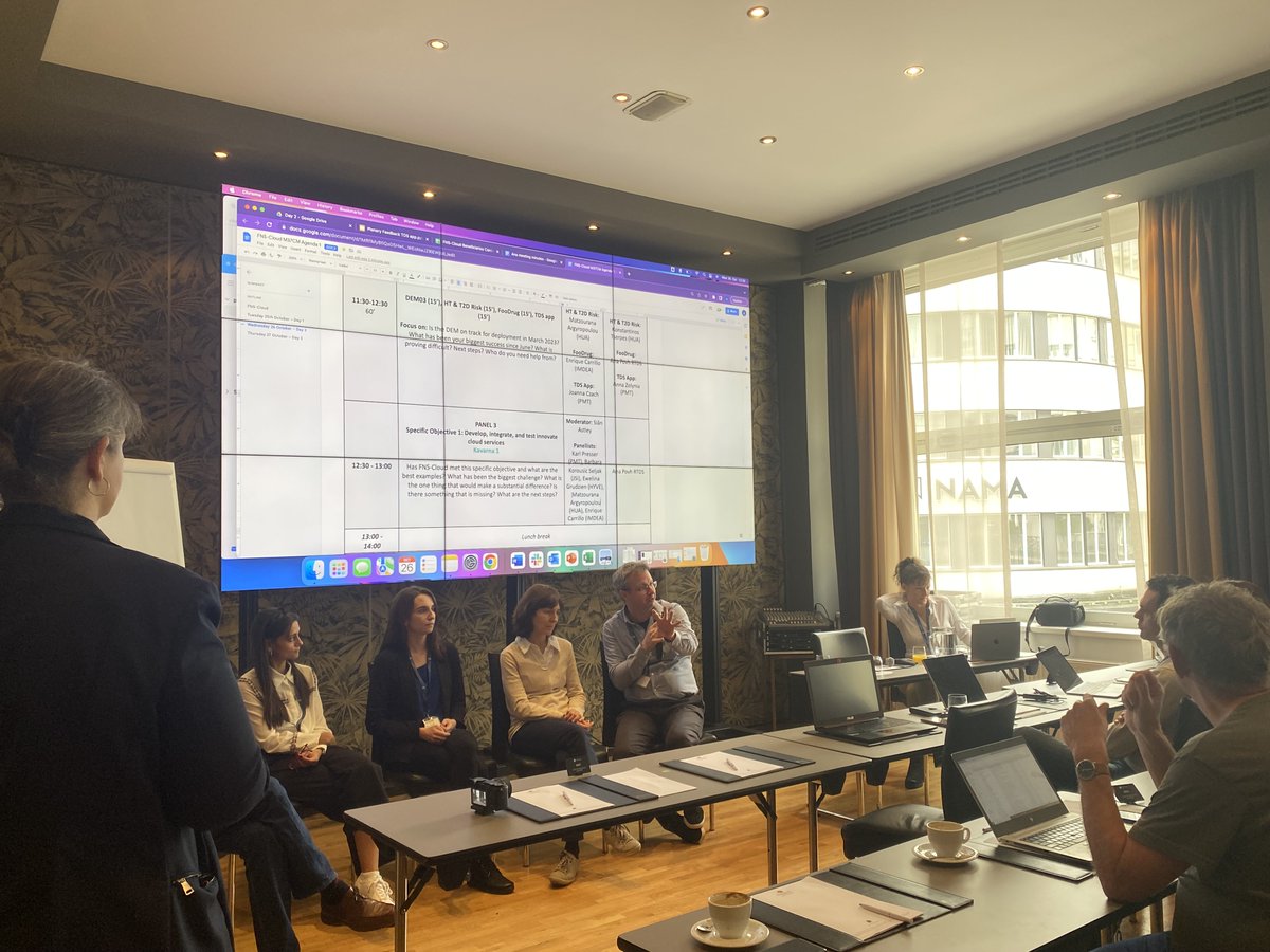 FNSCloudEU's tweet photo. The 3rd Panel discussion of our Consortium meeting is devoted to sharing the progress made towards reaching our specific objective no1: develop, integrate, and test innovative cloud services.

#FNSCloud #Horizon2020 #OpenScience #Cloud #Food #Nutrition #Data #OpenData https://t.co/4kBdScJrnr