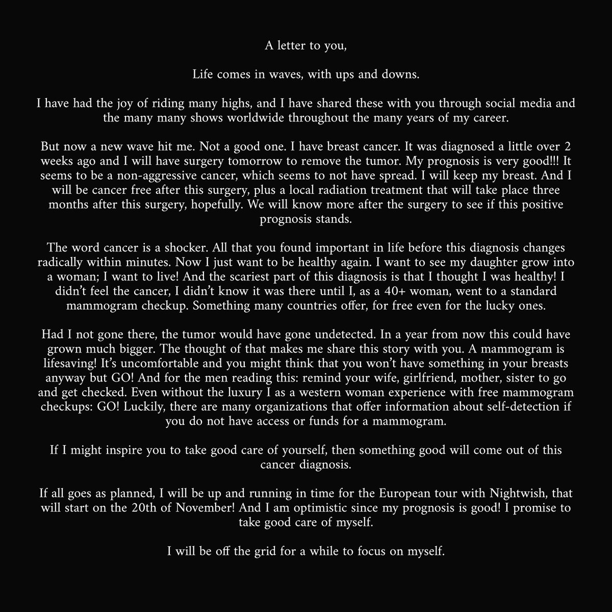FloorJansen_'s tweet image. A Letter To You