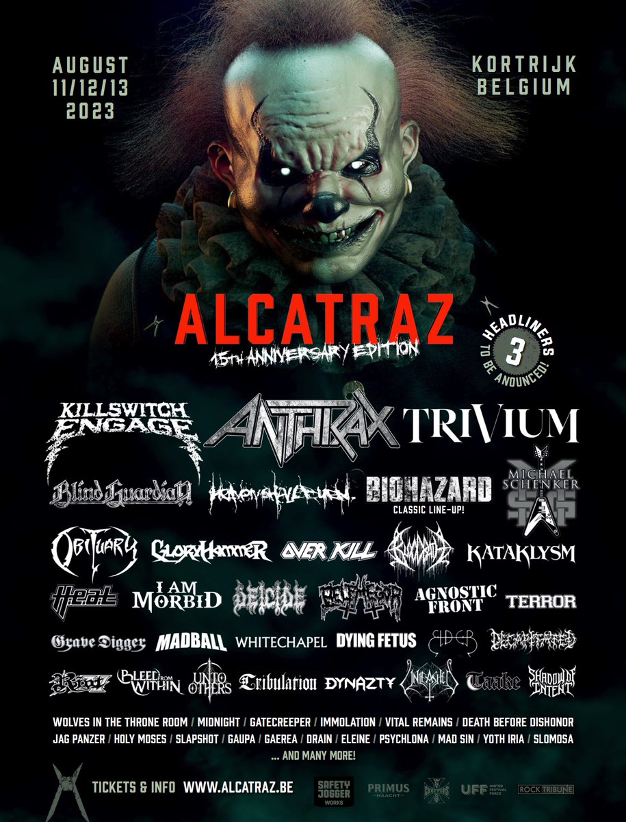 🤘 ALCATRAZ 15th EDITION POSTER FIRST 49 ACTS 🤘

TICKETS &amp; INFO 👉 alcatraz.be

#ALCATRAZ23 #AOA23