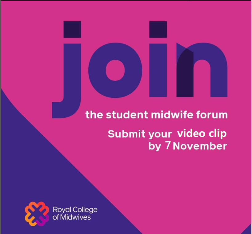 RCM_SMF's tweet photo. Nominations for the RCM Student Midwife Forum are now open.

This year we are asking students to submit a short video clip between 3 - 5 minutes long explaining why they would like a seat on the Student Midwifery Forum 

Check out the link in our bio https://t.co/Hz9PGMVzxj
