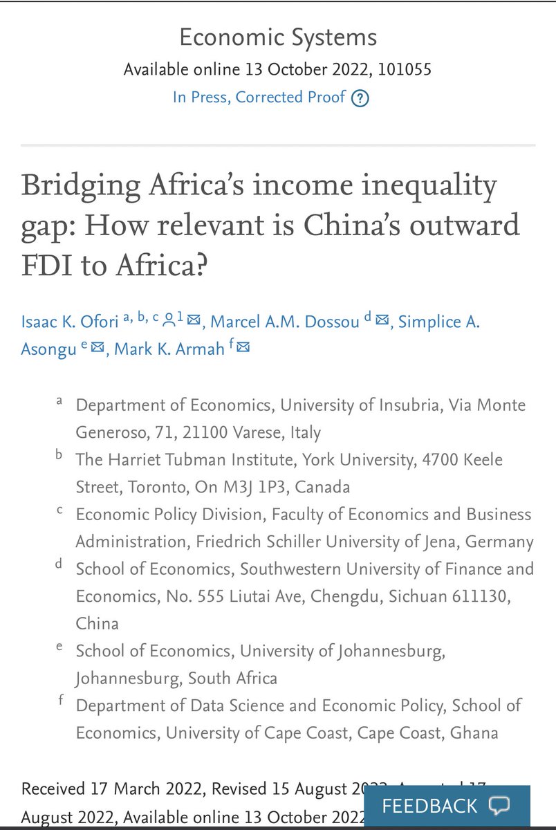 ik_ofori's tweet photo. The paper has generated some major findings, and we ask you to take a look.

#africa #inequality #ChineseFDI #SDG10 #CitiCBS #JoySMS https://t.co/Wro9Rjwxv6