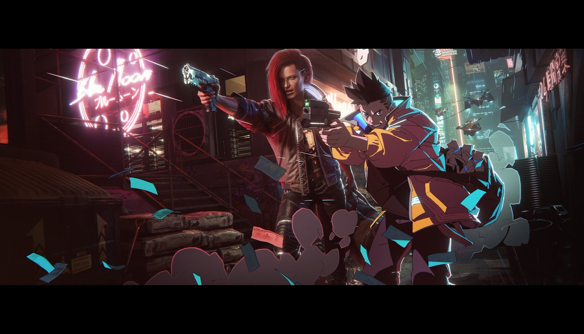 Key Visuals were created to promote patch 1.6 for <a href="/CyberpunkGame/">Cyberpunk 2077</a>  and the release of <a href="/edgerunners/">Cyberpunk: Edgerunners</a>  on <a href="/NetflixPL/">Netflix Polska</a>. I have combined assets provided by both our In-game Photography Team and <a href="/trigger_inc/">TRIGGER Inc.</a>. 

#Cyberpunk2077 #Edgerunners #CDProjekt