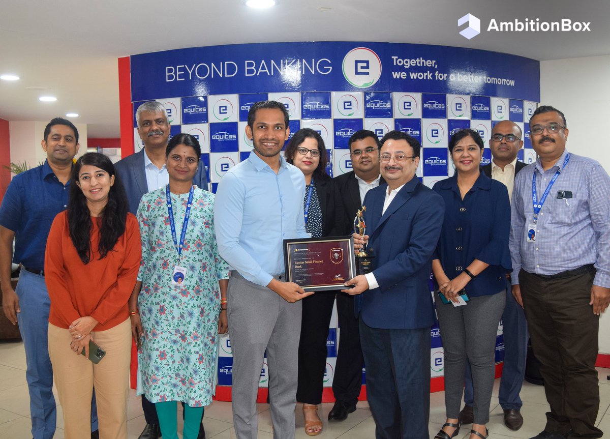 Congratulations to <a href="/EquitasBank/">EquitasBank</a> on winning the AmbitionBox #BestPlacesToWork in India Award 2022🔥🔥

They ranked among the top 3 large companies in the banking industry.

#employeefirst #ambitionbox #ambitionboxbestplacestoworkawards2022