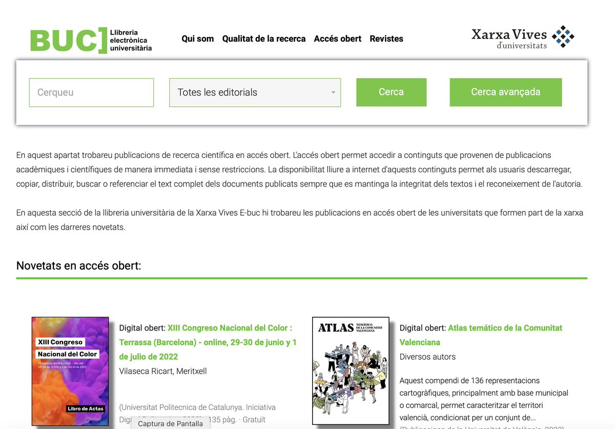 PublicacionsURV's tweet photo. Al portal #ebuc de la @xarxavives teniu un apartat dedicat a les publicacions en accés obert de les universitats que en formen part. Hi trobareu, també, els llibres en obert de #publicacionsURV https://t.co/Cg4PcGPWHP #OAWeek22 #CiènciaObertaEnCatalà #OpenAccess https://t.co/YcrXz6FFak