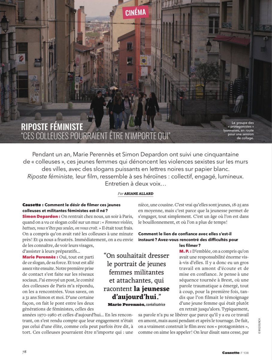 matildeincerti's tweet photo. Les réalisateurs Marie Perennès et Simon Depardon sont dans le nouveau numéro de @CausetteLeMag pour la sortie de #RiposteFéministe ✊🏻 

Au cinéma le 09 novembre! https://t.co/vNpo0aFZoI