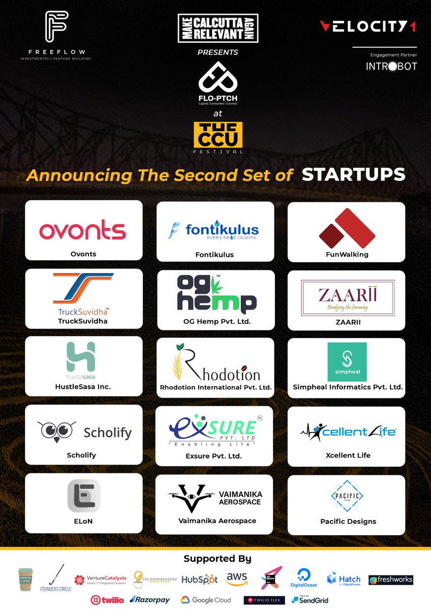 freeflow_zone's tweet photo. Unveiling the 2nd set of Startups at FLO-PTCH - India's First "ComMan" Startup Fundraising Pitches
At THE CCU FESTIVAL '22
Taal Kutir, Kolkata
29th Oct '22
#startupindia #funding #fundingevent #fundraiserevent #startupinvestment #investmentopportunities #startupinvestment https://t.co/tL1lMkePth