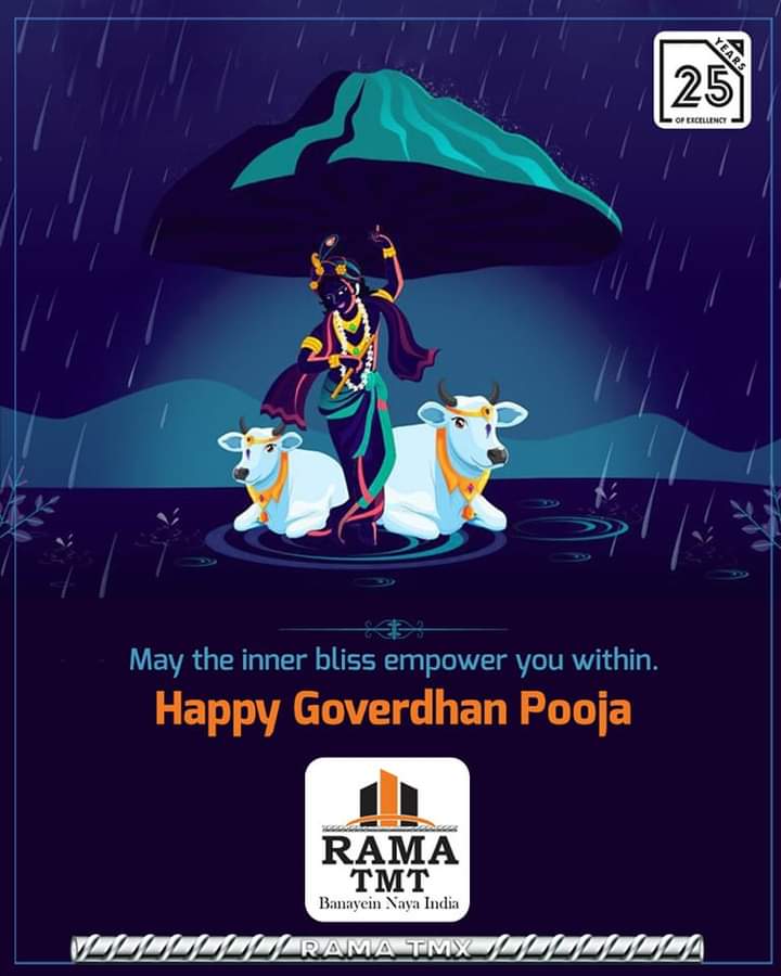 RAMATMX500's tweet image. On the beautiful and auspicious festival of Govardhan Puja, we wish you a very happy and prosperous day filled with Lord Krishna's blessings.
#Happy Goverdhan Puja
#Rama TMT Rebar 
#Banayein Naya India