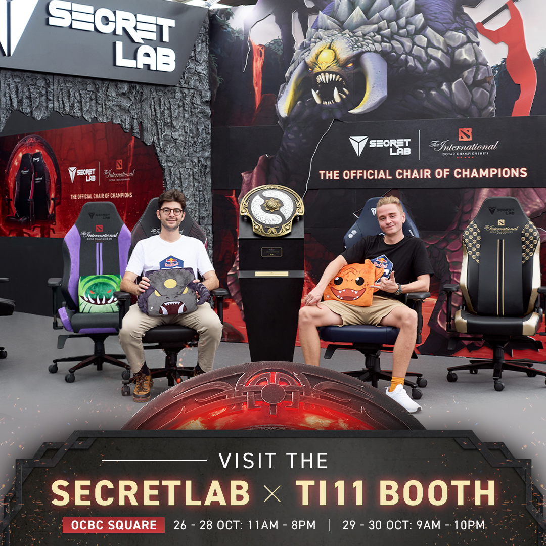 A pleasure having @ogesports legends, 2x back-to-back The International champions @ceb and @OG_BDN0tail grace the Secretlab x #TI11 booth. Score booth-exclusive merchandise like a “Relaxed Roshan” enamel pin or limited edition TI11 lanyard.