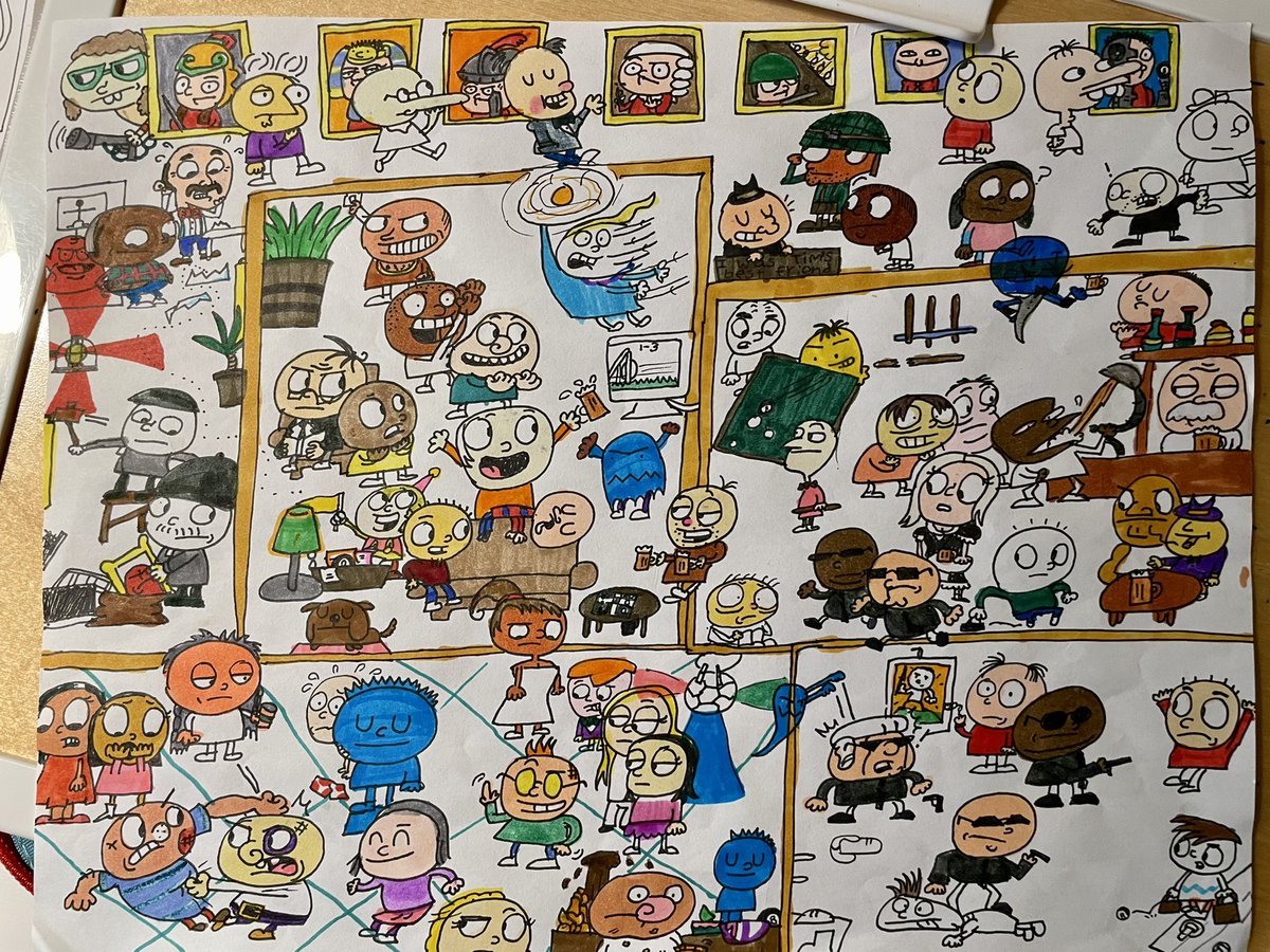 stevefa88482063's tweet photo. More cartoon creations from my little genius. I am especially proud of these as they are all his on creations, not copied characters, like his Zombies or Angry Birds ( even though he makes them his own). Proud Dad! #creativecartoons https://t.co/XtqUjeq6Xz
