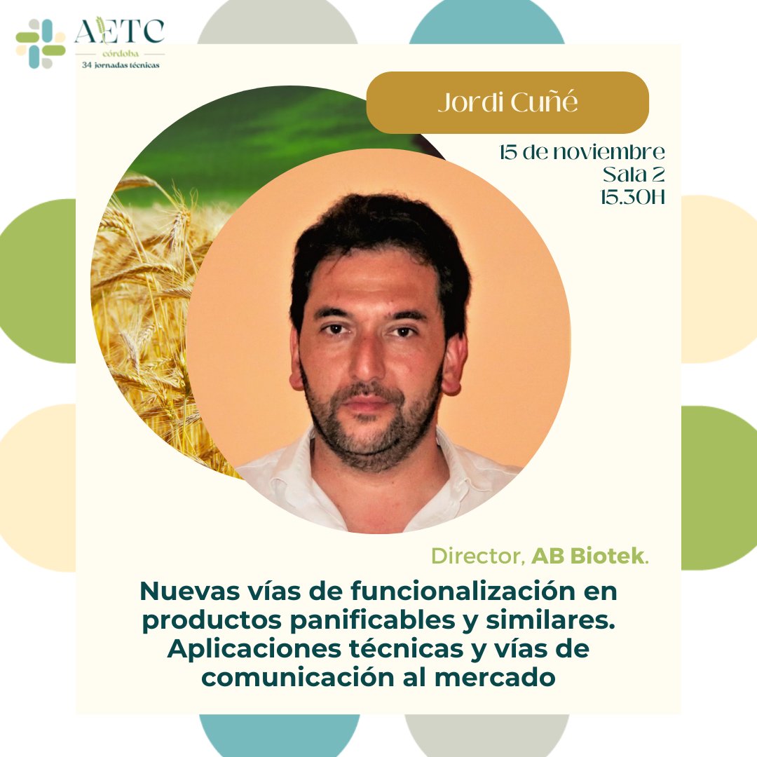 tec_cerealistas's tweet photo. 🥖 @JCune de AB Biotek impartirá la ponencia 'Nuevas vías de funcionalización en productos panificables y similares. Aplicaciones técnicas y vías de comunicación al mercado' en las #XXXIVJornadasTécnicas de la #AETC

Inscríbete aquí 👉 https://t.co/l9FignSEfP

@ETSIAMCordoba https://t.co/3MmEiJWeFW