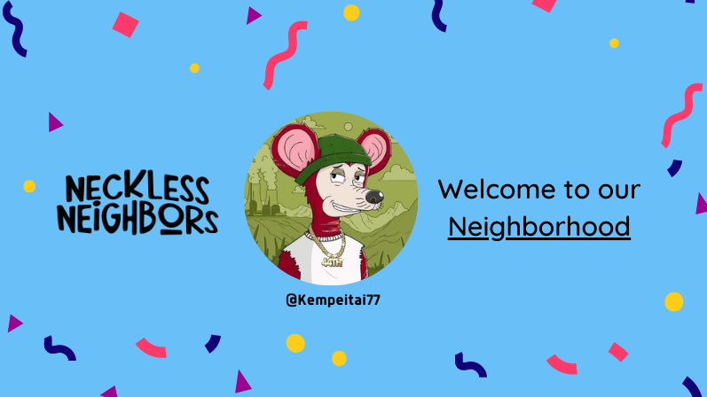 NeighborsList's tweet photo. Welcome @Kempeitai77.

You are whitelisted in @Necklesneighbor 👏🏻

#NecklessNeighbor #Solana #NFT https://t.co/BzFR9LINqr