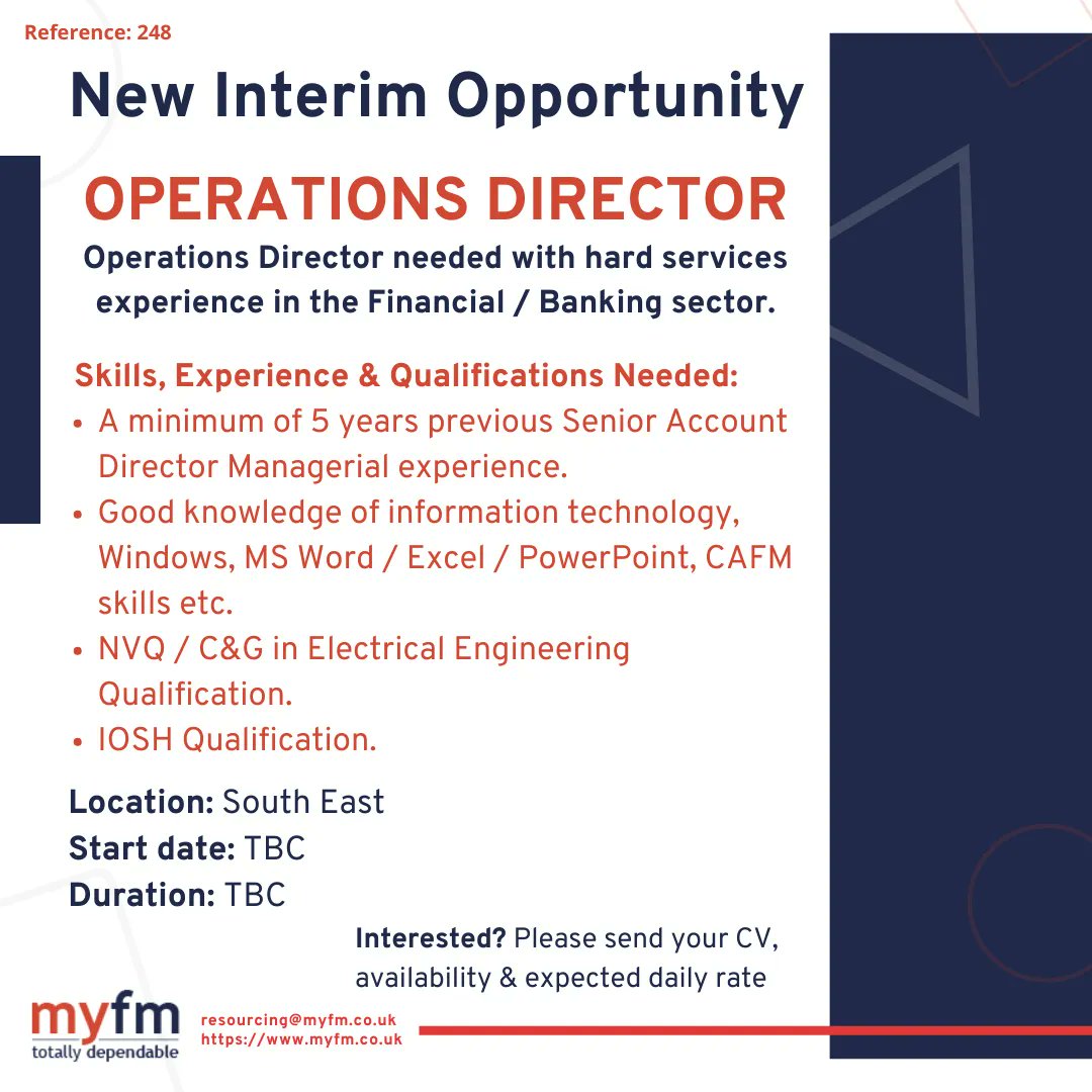 Want to unlock exciting new opportunities ? Please visit our website and sign up to have access to our full job board  buff.ly/3POY76p 

#recruitment #interimmanagement #jobs #softskills #hiring #facilitiesmanagement
