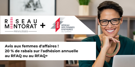 Mentores et mentorées, bénéficiez de 20% de rabais sur votre adhésion au @ReseauRFAQ ou RFAQ+. Profitez de cette belle occasion! #Privileges

reseaumentorat.com/rfaq1