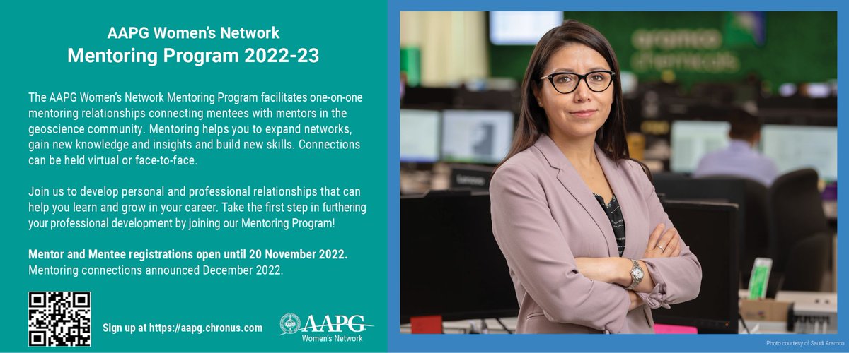 Want a mentor? Want to inspire a mentee?
Send your application to the AAPG Women's Network Mentorship program! The deadline is 20 November 2022. Connections announced in December 2022.

Learn more at aapg.chronos.com