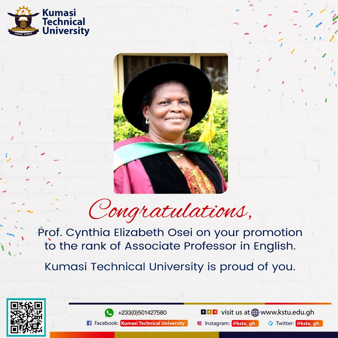 🥇🥇
Congratulations, Professor Cynthia Elizabeth Osei.

Connect with her 🔽🔽
kstu.edu.gh/staff/profile/… 

👏👏👏
