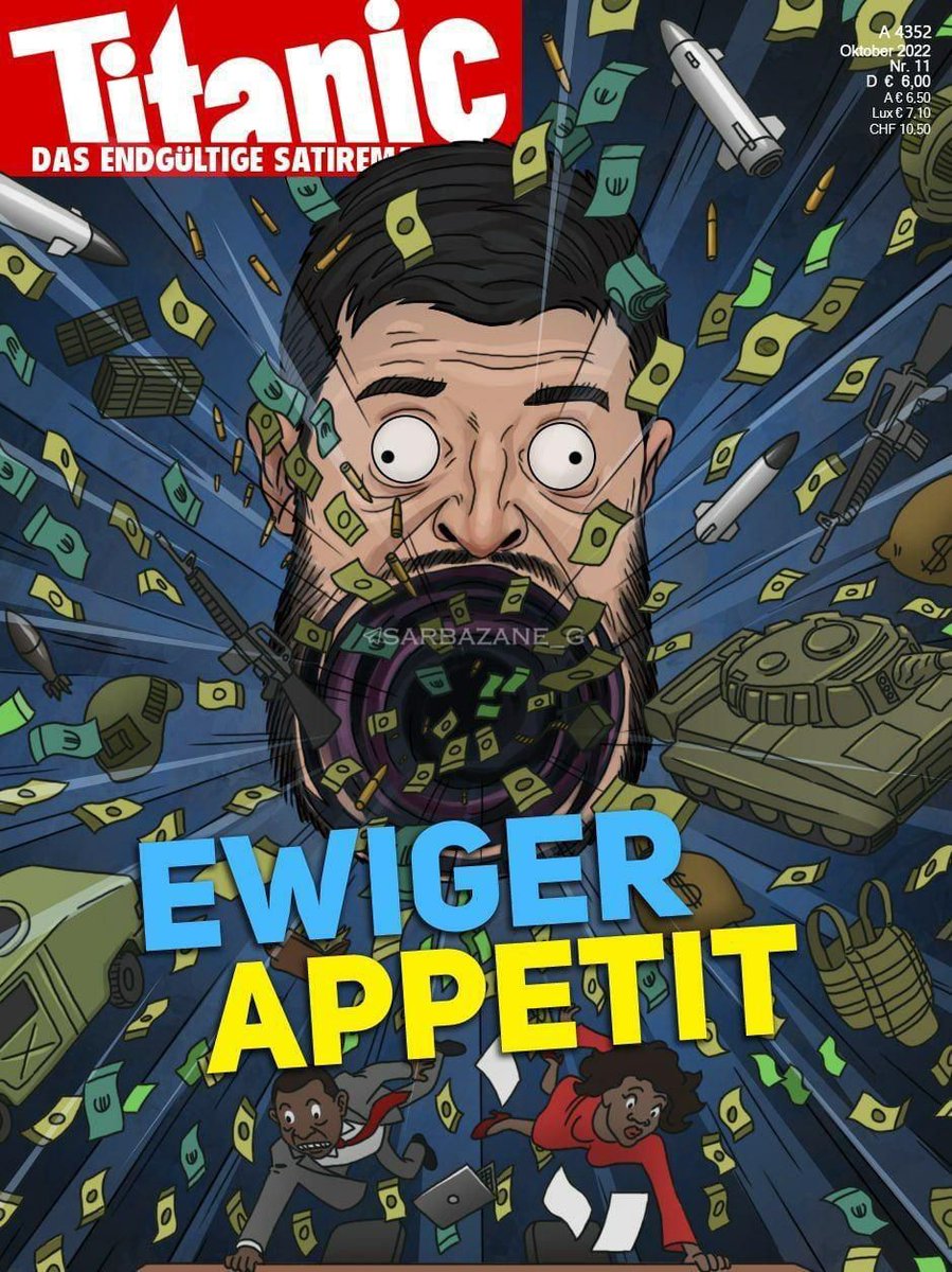 seydekhoda's tweet photo. La couverture du magazine allemand Titanic !

 "Zelensky est un trou noir qui absorbe un flux incessant d'argent des contribuables européens."

#europe_winter
#france_people
#money_of_europe https://t.co/iGgxf8n2jC