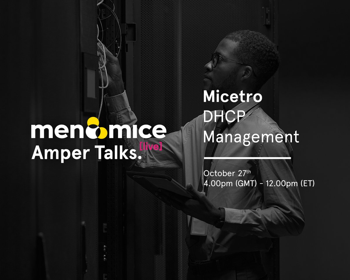 Don’t forget to sign up and join us this Thursday at 4.00pm (GMT) - 12.00.pm (ET) to learn all about #DHCP management within Micetro! 🚀🖥️

👉 You can sign up for free here: lnkd.in/eZ4n5S2b 

#ddi #networkmanagement
