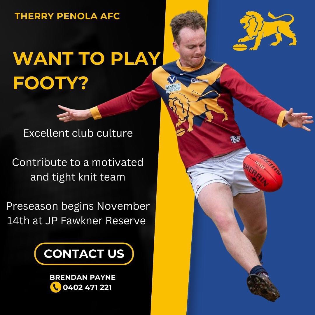 With pre-season a little over three weeks away we are looking forward to seeing plenty of new faces amongst some more familiar ones. 

If you’re thinking about playing next season please get in touch with Brendan Payne - Head Coach.