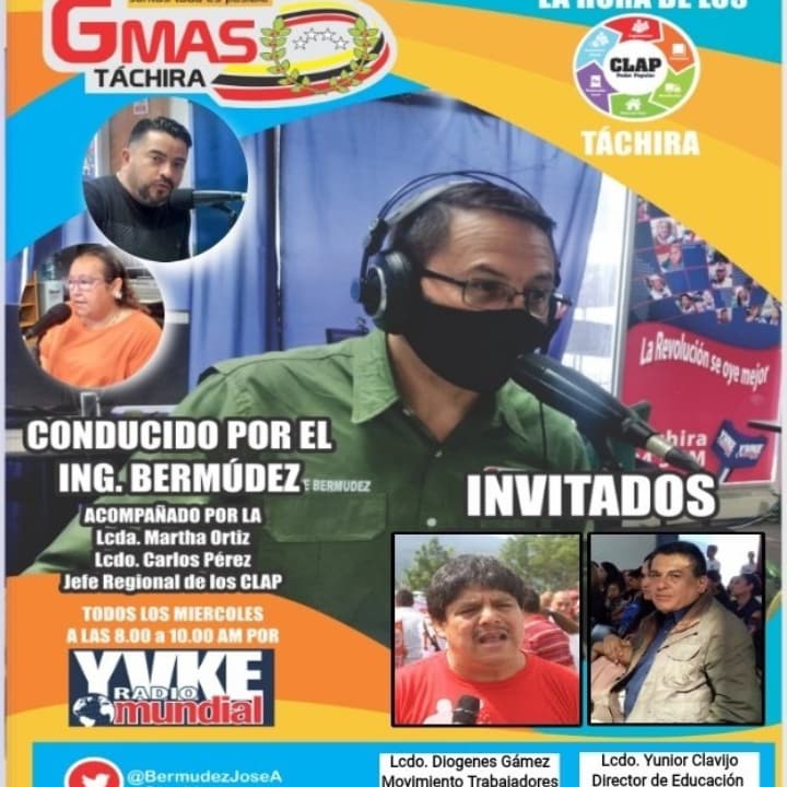RT. #26Oct A las 8 am los invitamos a sintonízar la 94.5 fm <a href="/YvkeTachira/">Yvke Tachira</a> "La Hora de los Clap", tendremos como invitados al Lcdo. <a href="/YuniorClavijoM/">CARLOS Y. CLAVIJO M.</a> Director de <a href="/DirEduTachira/">Dirección de Educación del Táchira</a> y al Lcdo. <a href="/GamezDiogenes/">DIOGENES GAMEZ MORALES</a> del Movimiento de Trabajadores del #Tachira 
#ClapTachiraIndetenible