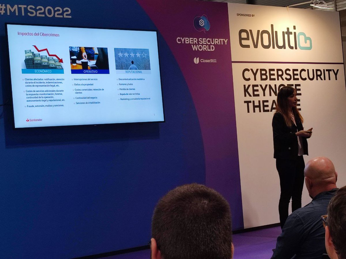 MadridTechShow's tweet photo. "El cibercrimen es un negocio en auge y lleva a impactos económicos, operativos y reputacionales", según expone @EvaMosqueraR
#MTS2022 #CSWMadrid https://t.co/BLkVQSuQjK