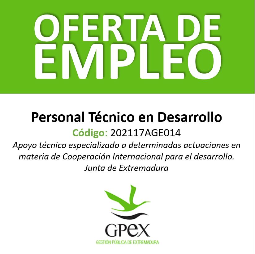 ⚠️#OfertaLaboral para Personal Técnico en Desarrollo en materia de #cooperacion para la @Junta_Ex ℹ️Info: cutt.ly/RNsLMb7 @IgualdadJuntaEx #CooperacionExtremeña #ofertamepleo #empleo #trabajo #cooperacioninternacional #empleocooperacion @extremtrabaja