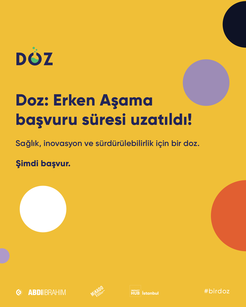 Abdi İbrahim Sağlıkta Sosyal İnovasyon Programı: Doz Erken Aşama başvuru süresi uzatıldı! 💊 Sağlık sektörüne yenilikçi çözümler sunan fikir ve girişimleriniz varsa hemen linki tıklayabilir ve başvurunuzu gerçekleştirebilirsiniz. 👉 abdiibrahim.com.tr/doz