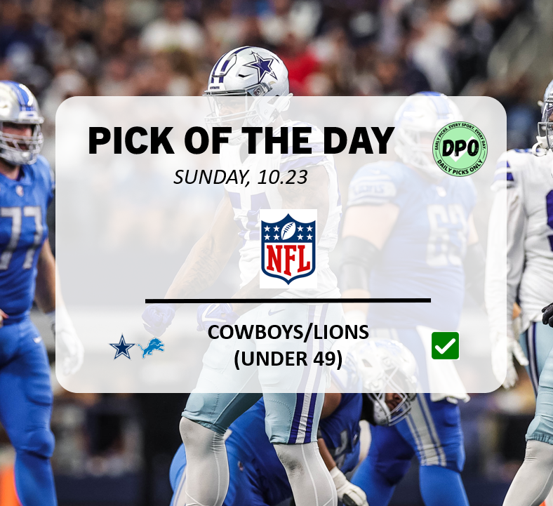 PICK OF THE DAY 💰 | SUNDAY, 10.23 | COWBOYS/LIONS (UNDER 49) 🔥

patreon.com/DAILYPICKSONLY
__
#handicapper #sportsbetting #gambling #betting #picks #parlay #sportsgambling #sportspicks #fanduel #draftkings #bovada #barstoolsports #barstoolsportsbook #sportsbook #nba #mlb #nhl