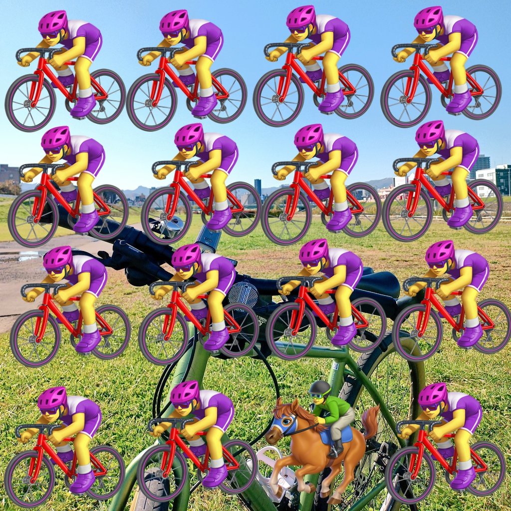 kyohousacchann's tweet photo. ワタシの愛車。
この河川敷…対向車に、同じ自転車が通過。
滅多にこのグリーン見ないんだけど…。
思わず…自転車見ちゃった。

さて、一つだけ違うのいるの…笑
すぐわかる！？笑

#gaiant #gravierdisc #2020model #green https://t.co/73jWTz8ErU