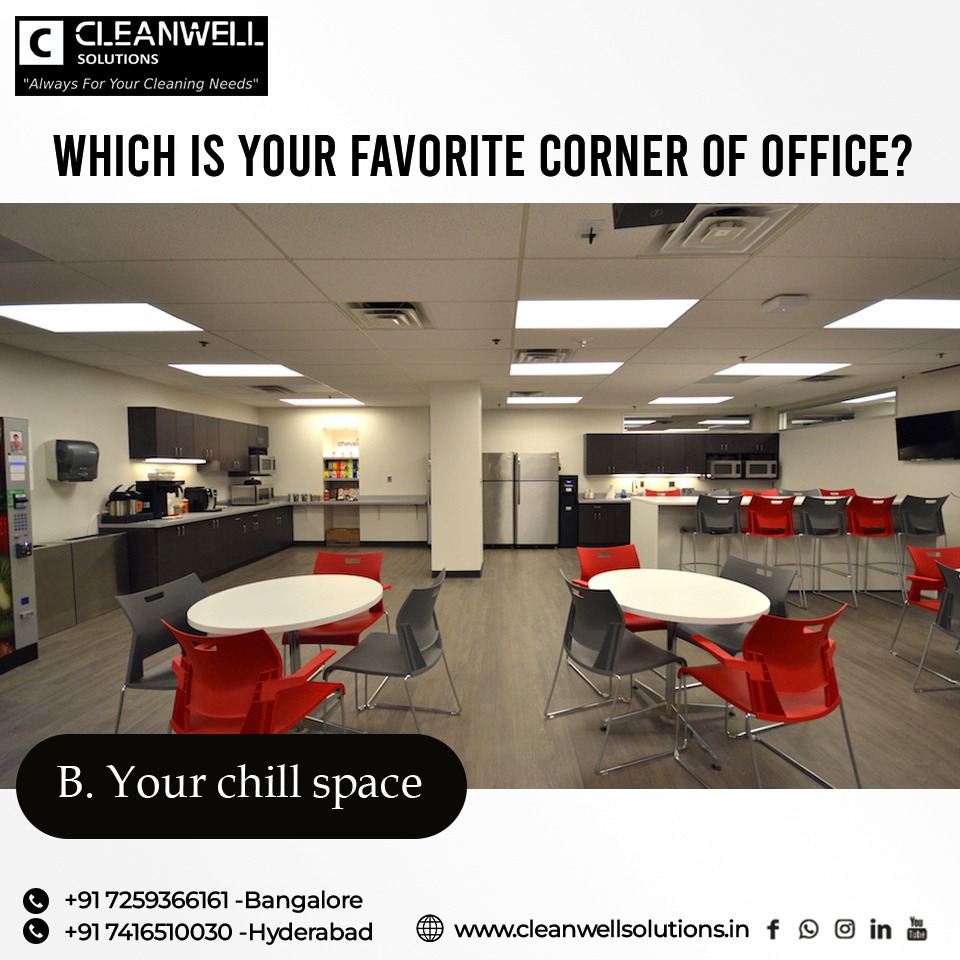 Which is your favorite place to spend most of the time at your office?
Comment your answer below😜.
.
#officecleaning #officesapce #officelook #officespace #officedecor #officememes #cleanwellservices #cleanwellsolutions #bangalore #Hyderabad