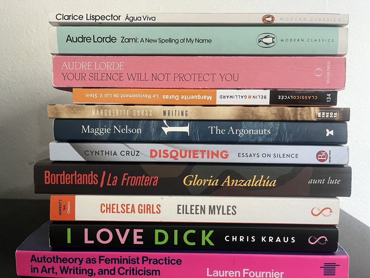 DurdiyevaSelbi's tweet photo. #autotheory people: what are your favourite/essential reads? Looking for recommendations within the genre, ideally, more internationally but anything would do ๐ Here are my favourites, I am a Clarice Lispector convert ๐ https://t.co/TzHLgaHSON