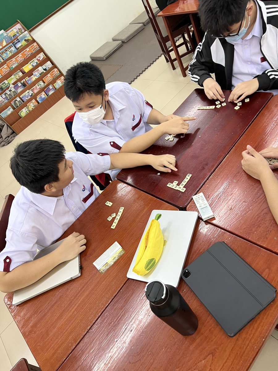Grade 9 Spanish practicing some grammar and vocabulary in different centers to extend and refine the different skills #blendedlearning #AISMandalay