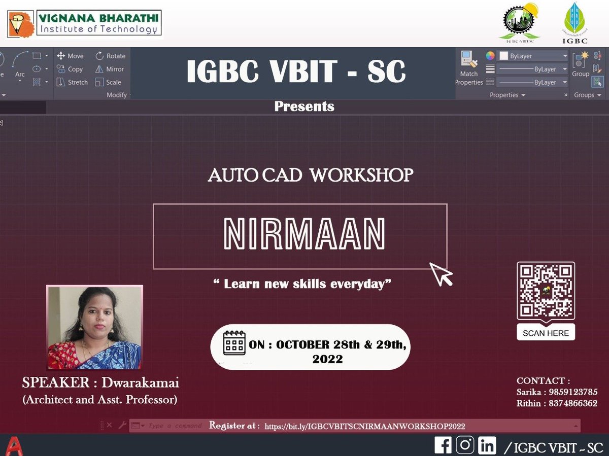 VBITHYD's tweet photo. To all the aspiring core engineers of VBIT , team IGBC VBIT is conducting a workshop on Autodesk AutoCAD Software Called NIRMAAN
https://t.co/MN7KEyOwXt
#VBIT #IGBCVBITSC #TeamIGBC #AutoCAD #Workshop #Nirman #Skills #IGBC #AutodeskAutoCAD #BestEngineeringCollegeInTelangana https://t.co/CrDv4qn2CG