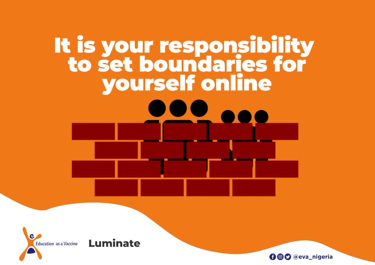 kayodeteslim's tweet photo. It is your responsibility to set boundaries for yourself online. You can block people to avoid harassment
#NoToOnlineViolence
#SafetoSurf
#DigitalRightOurRights
Supported by @EVA_Nigeria & @luminategroup
@WRAPANG
@youthhubafrica
@MirabelCentreNG
@macfound
@FordFoundation https://t.co/PG6tzNPdb3