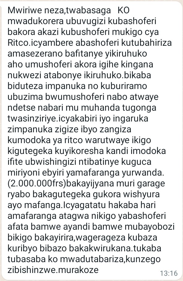 MUTESI SCOVIA on Twitter "Abashoferi ba RitcoRwanda ibi bivuga bibaye