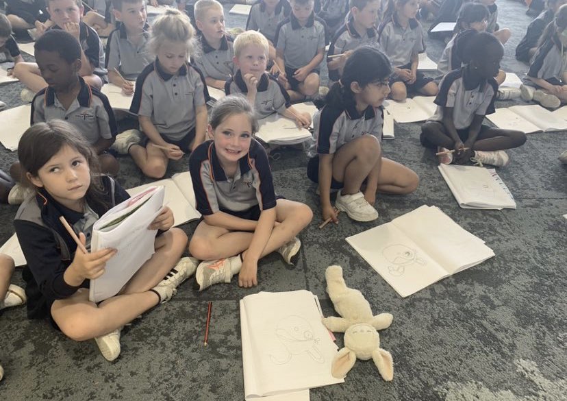 AislingPForbes's tweet photo. Year 1-6 loved their incursion with @CameronStelzer this week. The next generation of young authors and illustrators have been inspired #HCCEllenbrook https://t.co/8vRpUS4BiP