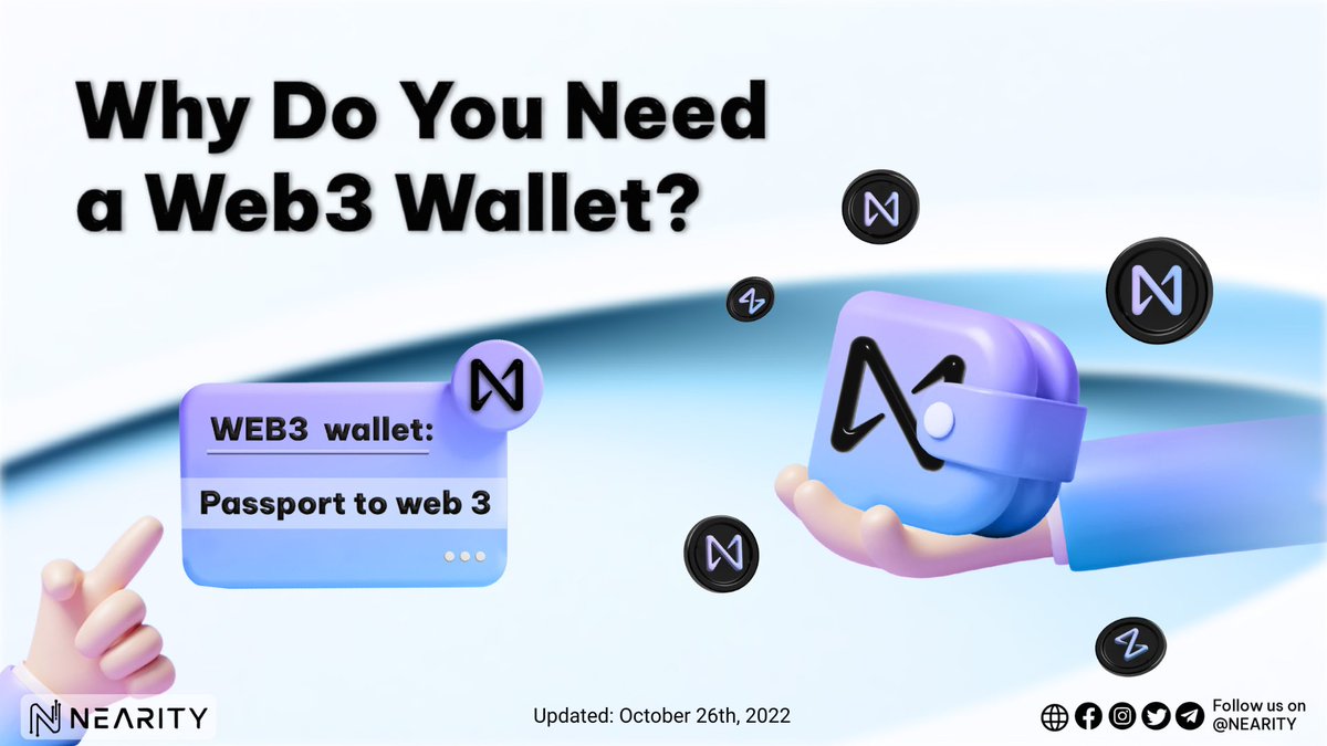 Nearity_org's tweet photo. 💰Why Do You Need a Web3 Wallet?
 
Your gateway to web3, dapps, tokens, and more
 
Let’s read the threads below👇
 
#Nearity #NEAR #Web3 https://t.co/Svzn7nmUVo
