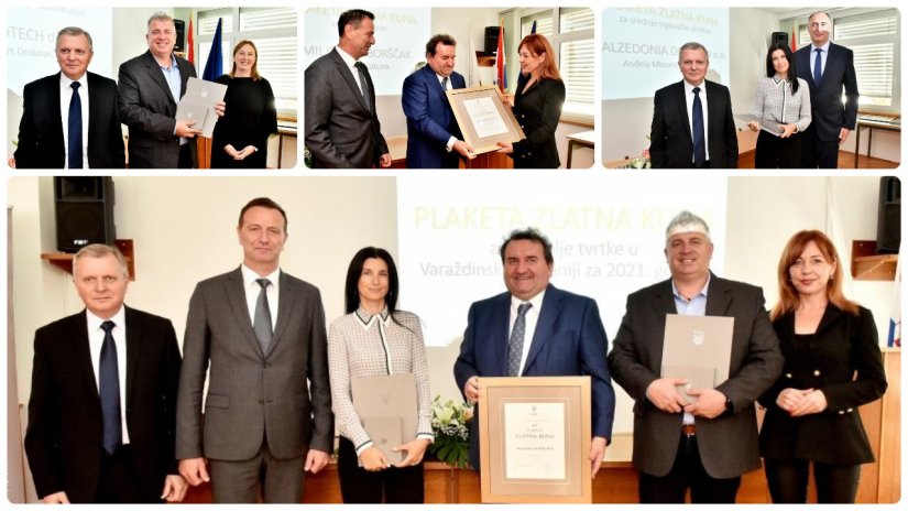 FOTO Zlatne kune za najuspješnije tvrtke Varaždinske županije u 2021. dobili su Miljenko Borščak iz Bomarka, WE-KR, Calzedonia Digital i RDTECH! Više na: bit.ly/3W3HtnL
